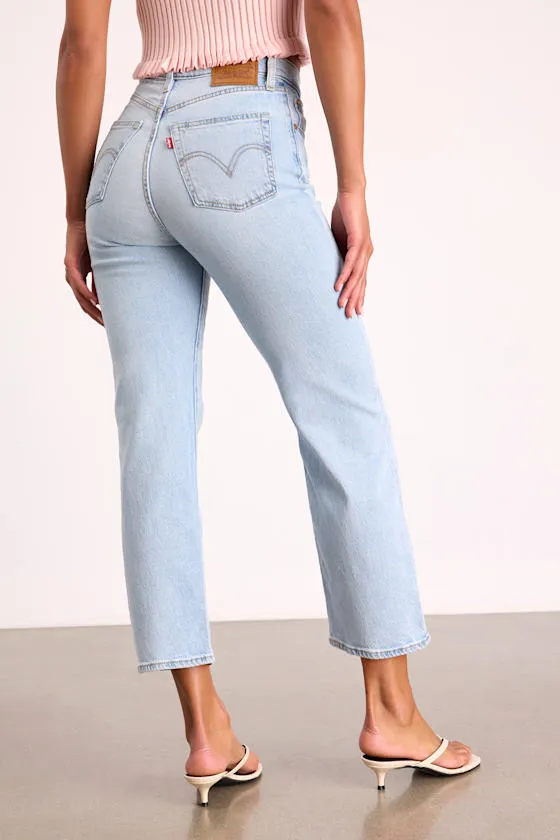 Ribcage Light Blue Denim Straight Ankle Jeans sold by Lulus product image thumbnail 3