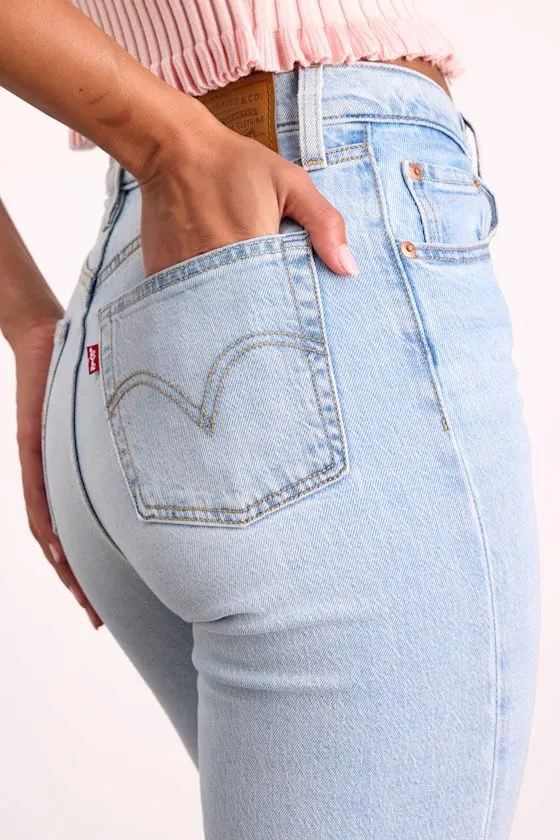 Ribcage Light Blue Denim Straight Ankle Jeans sold by Lulus product image thumbnail 4