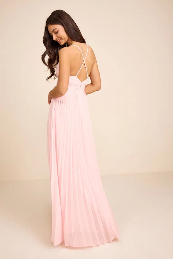 Corella Light Pink Pleated Backless Maxi Dress sold by Lulus product image thumbnail 3