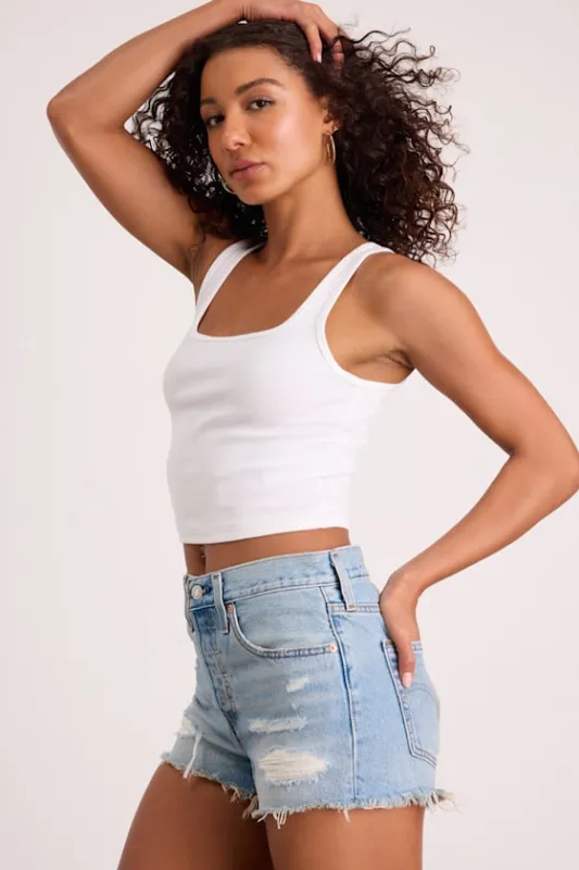 501 Original Light Wash Distressed Cutoff Denim Shorts sold by Lulus