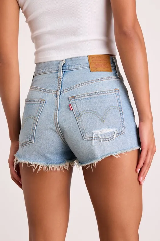 501 Original Light Wash Distressed Cutoff Denim Shorts sold by Lulus product image thumbnail 3