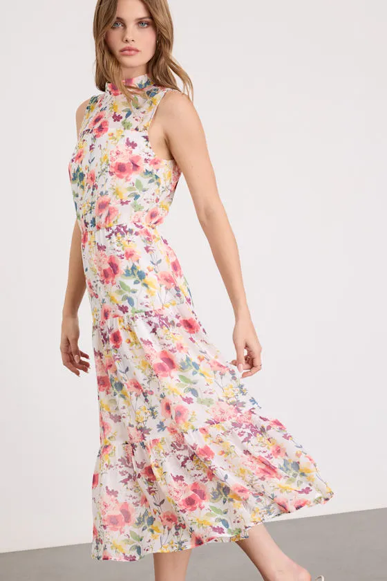 In My Dreams Ivory Multi Floral Print Midi Dress sold by Lulus product image thumbnail 4