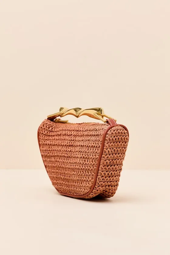 Delta Burnt Orange Raffia Twisted Handle Crossbody Handbag sold by Lulus product image thumbnail 4
