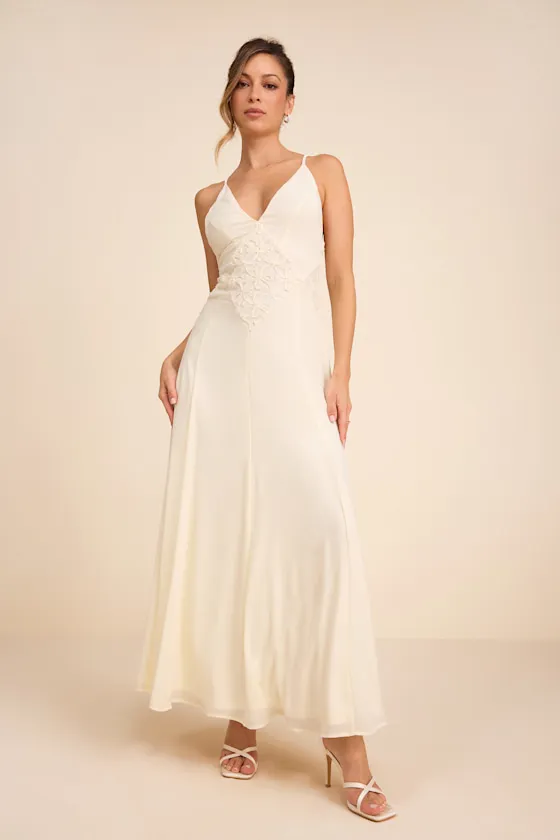 Samalia Ivory Sleeveless Applique Maxi Dress sold by Lulus product image thumbnail 2