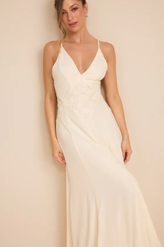 Samalia Ivory Sleeveless Applique Maxi Dress sold by Lulus product image thumbnail 3