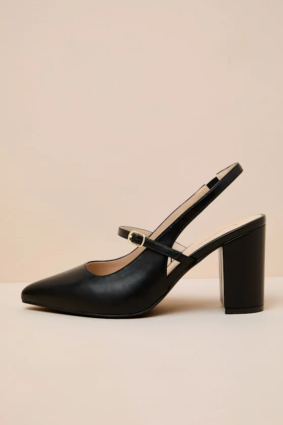 Mattera Black Pointed-Toe Slingback Pumps sold by Lulus product image thumbnail 2
