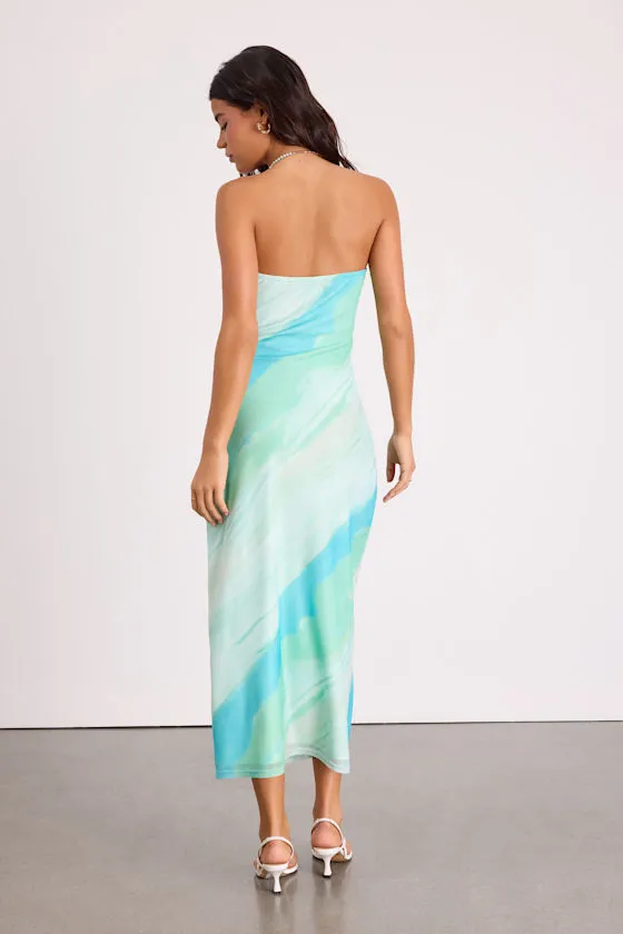 Jaylah Mint Multi Mesh Strapless Midi Dress sold by Lulus product image thumbnail 3