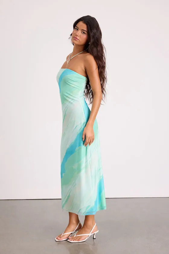 Jaylah Mint Multi Mesh Strapless Midi Dress sold by Lulus product image thumbnail 4