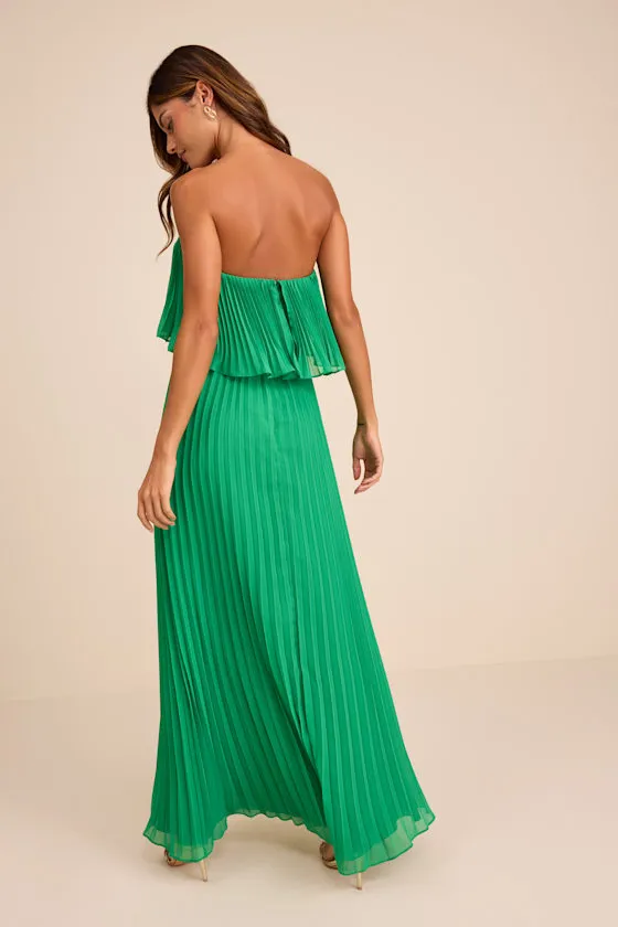 Arietta Green Pleated Strapless Maxi Dress sold by Lulus product image thumbnail 3