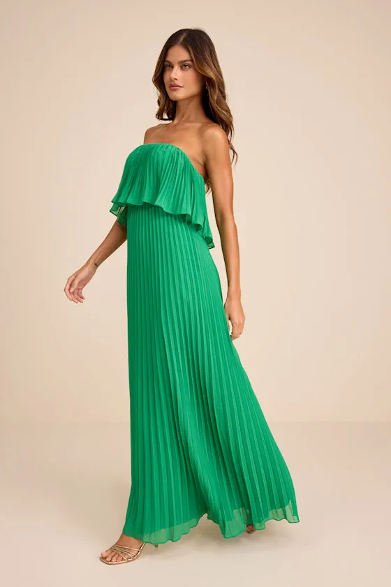 Arietta Green Pleated Strapless Maxi Dress sold by Lulus product image thumbnail 4