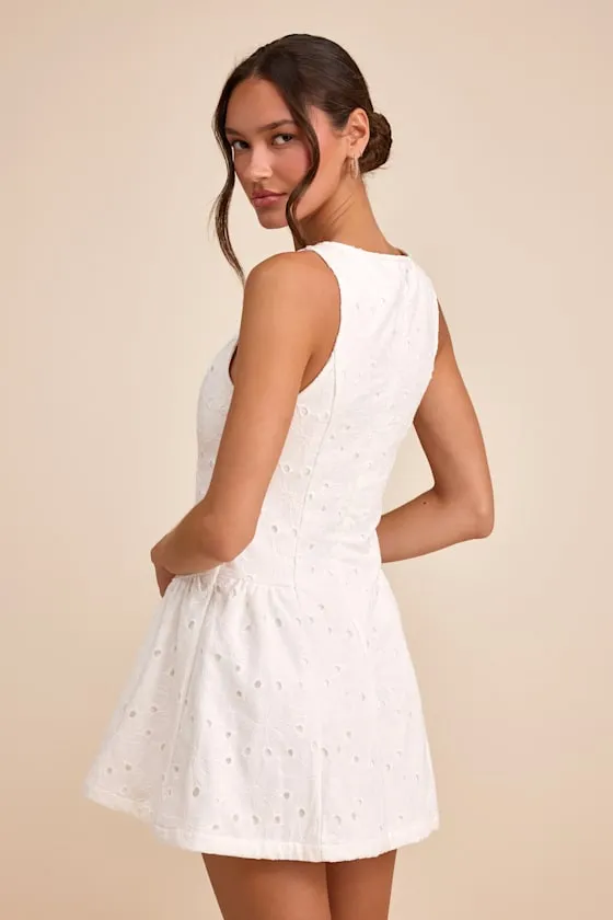 Celenia White Eyelet Embroidered Sleeveless Mini Dress sold by Lulus product image thumbnail 2