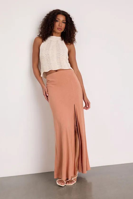 Ronan Peach Linen High-Rise Maxi Skirt sold by Lulus product image thumbnail 2