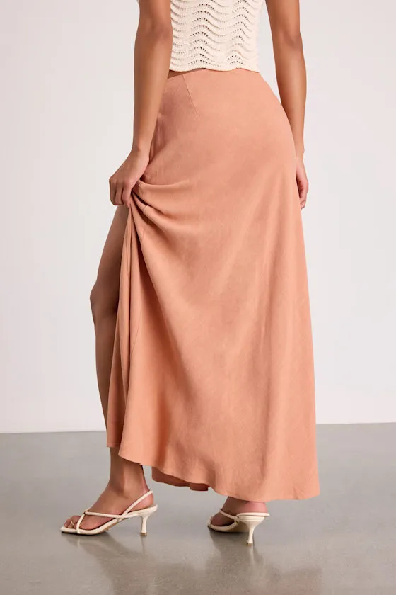 Ronan Peach Linen High-Rise Maxi Skirt sold by Lulus product image thumbnail 3