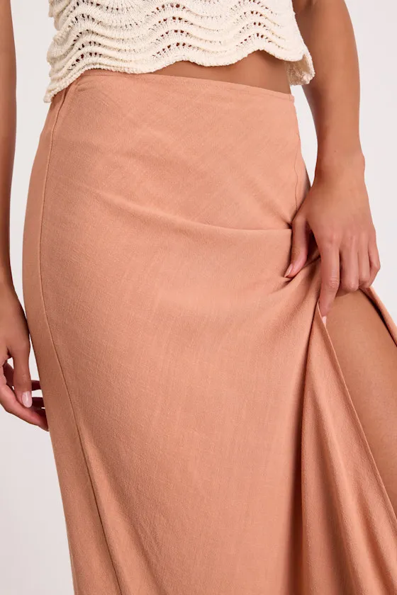 Ronan Peach Linen High-Rise Maxi Skirt sold by Lulus product image thumbnail 4