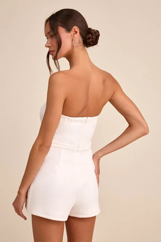 Opaline White Strapless Skort Romper sold by Lulus product image thumbnail 3