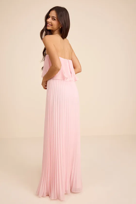 Arietta Light Pink Pleated Strapless Maxi Dress sold by Lulus product image thumbnail 3