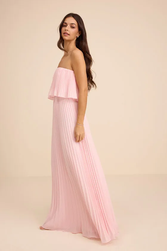 Arietta Light Pink Pleated Strapless Maxi Dress sold by Lulus product image thumbnail 4