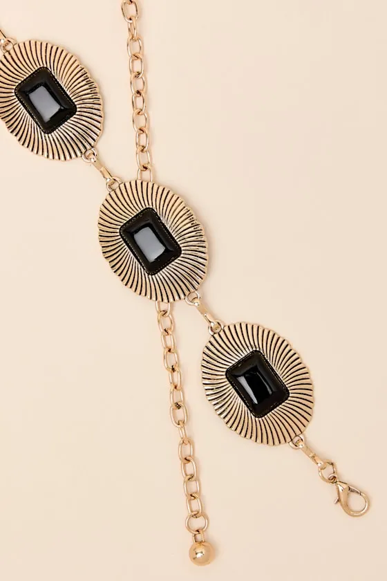 Darlene Gold and Black Stone Concho Belt sold by Lulus product image thumbnail 2