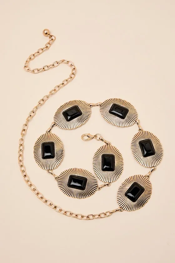 Darlene Gold and Black Stone Concho Belt sold by Lulus product image thumbnail 3