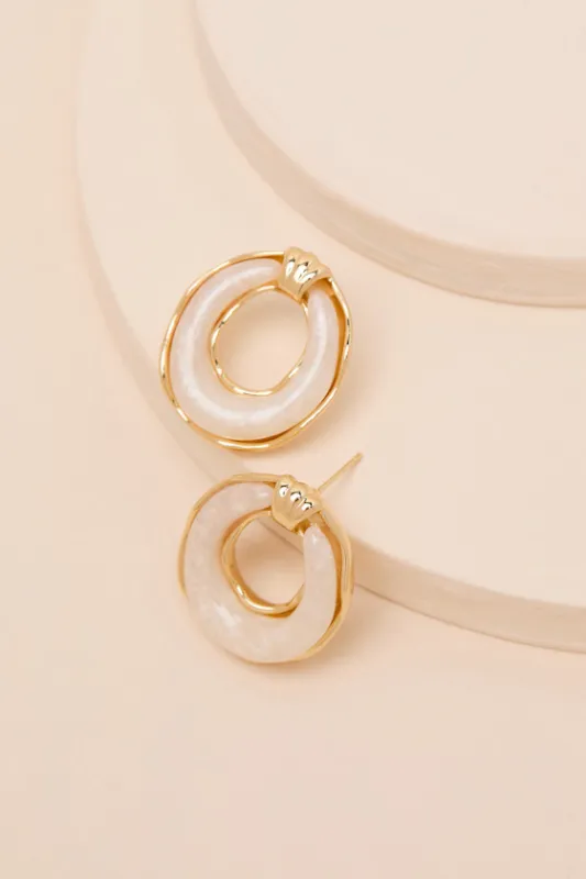 Ryanna Ivory Stone Oval Stud Earrings made by Lulus