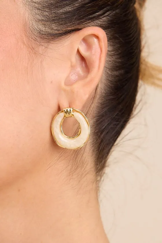 Ryanna Ivory Stone Oval Stud Earrings sold by Lulus product image thumbnail 4