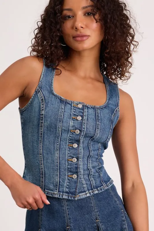 Sculpted Medium Wash Denim Vest Top made by Levi's