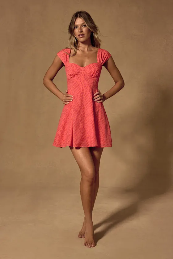 Filicia Coral Ditsy Floral Cap Sleeve Mini Dress sold by Lulus product image thumbnail 4