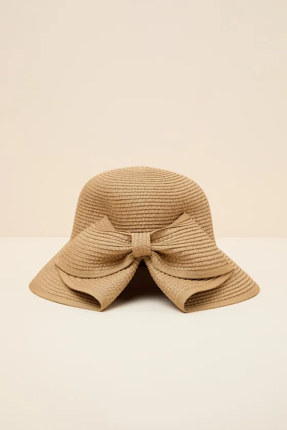 Petal Tan Woven Bow Bucket Hat sold by Lulus