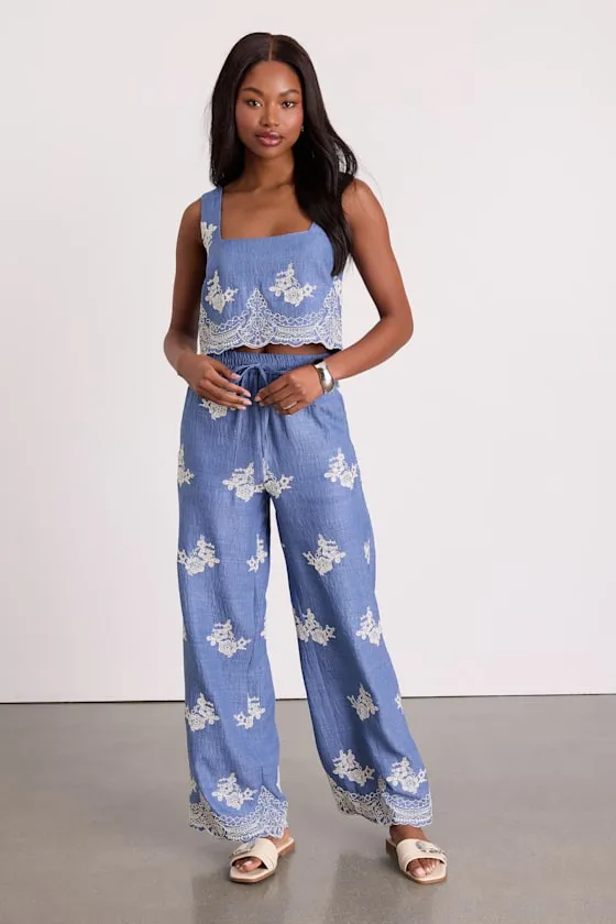 Havana Blue Embroidered Cropped Tank Top sold by Lulus product image thumbnail 4