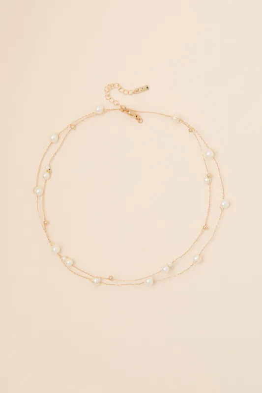 Kelly Gold Pearl Layered Necklace made by Lulus