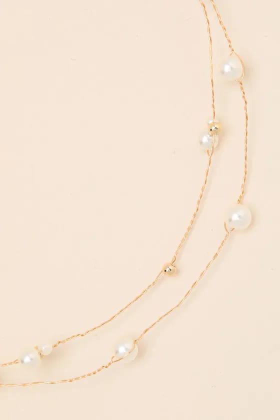 Kelly Gold Pearl Layered Necklace sold by Lulus product image thumbnail 2