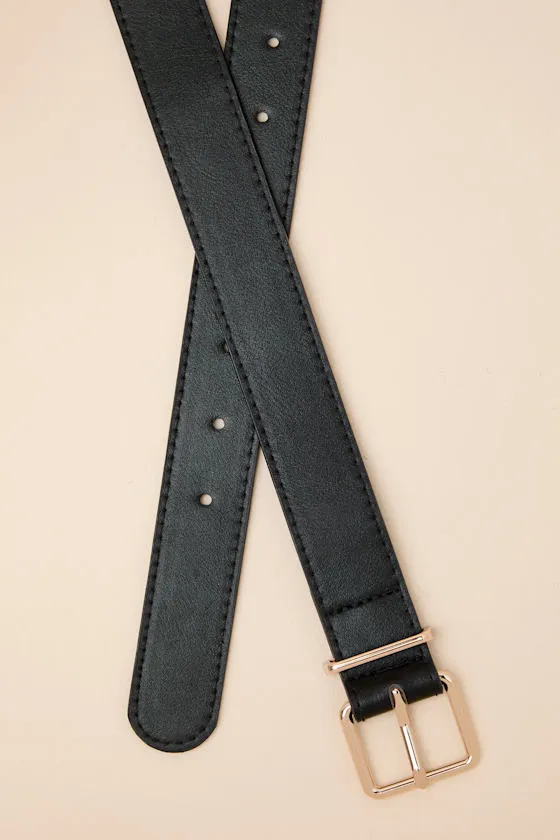 Silvanna Black Wide Square Buckle Belt sold by Lulus product image thumbnail 2