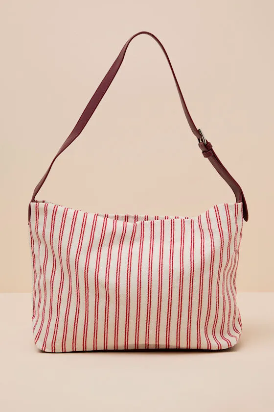 Makai White and Red Striped Canvas Tote Bag sold by Lulus product image thumbnail 2