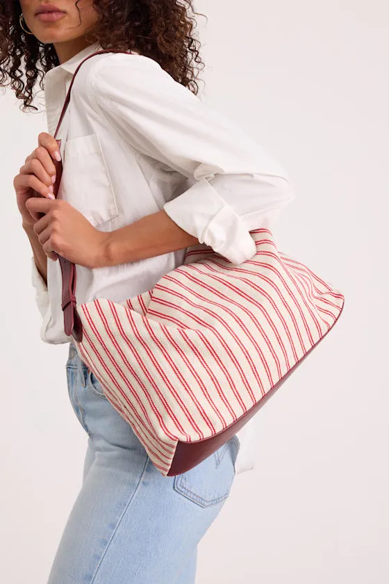 Makai White and Red Striped Canvas Tote Bag sold by Lulus product image thumbnail 3