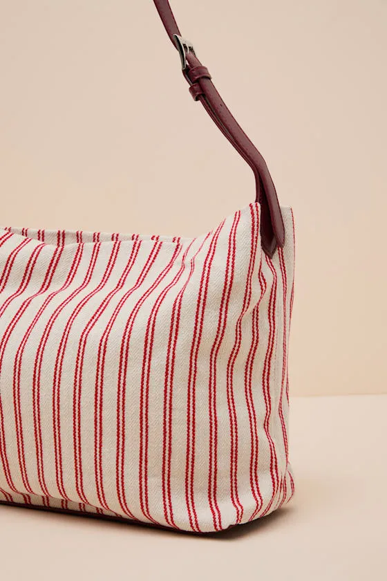 Makai White and Red Striped Canvas Tote Bag sold by Lulus product image thumbnail 4