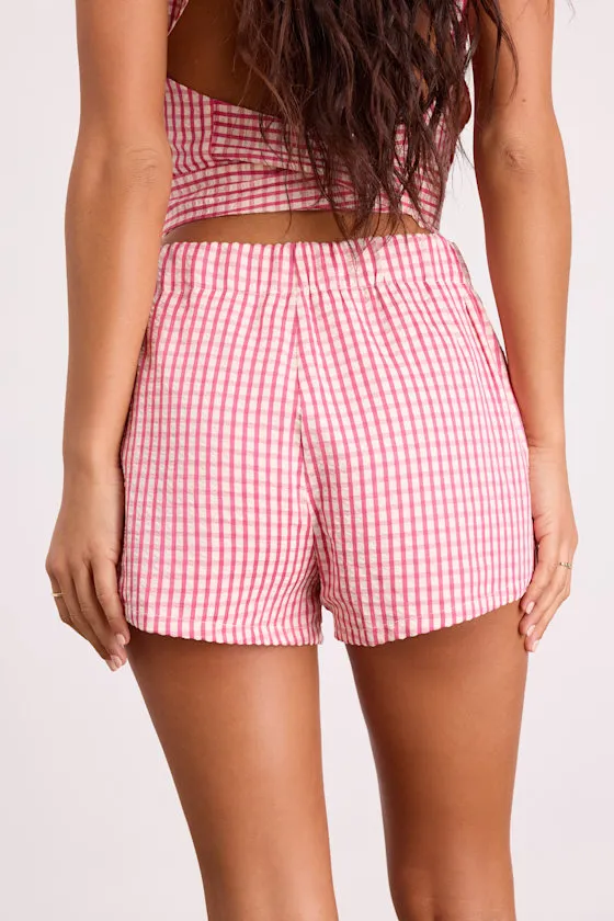 Harmony Pink Gingham High-Rise Shorts sold by Lulus product image thumbnail 3