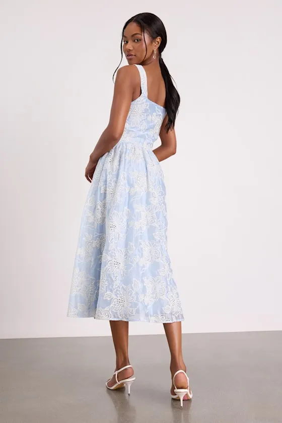 Noble Light Blue Eyelet Embroidered Midi Dress sold by Lulus product image thumbnail 3