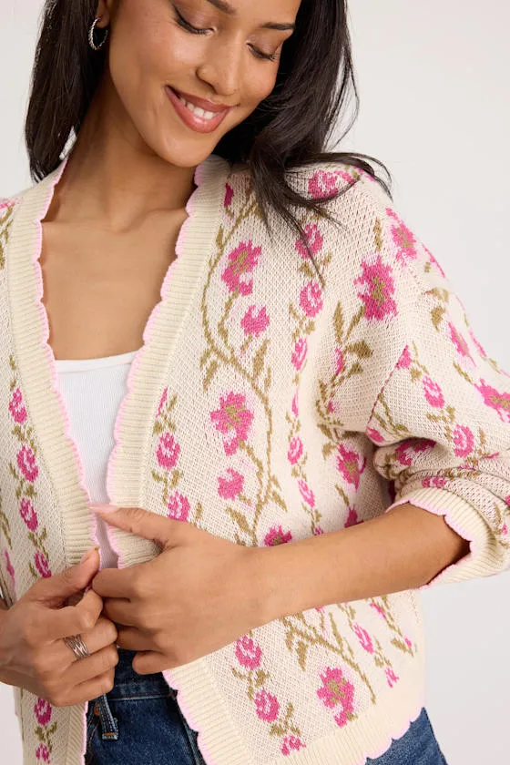 Holland Ivory Multi Floral Open-Front Cardigan sold by Lulus product image thumbnail 2
