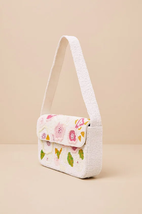 Laurencia White Beaded Floral Shoulder Bag sold by Lulus product image thumbnail 4