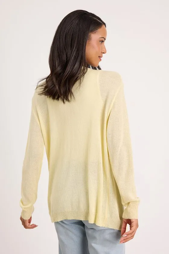 Clean Aesthetic Light Yellow Knit Cardigan Sweater sold by Lulus product image thumbnail 2