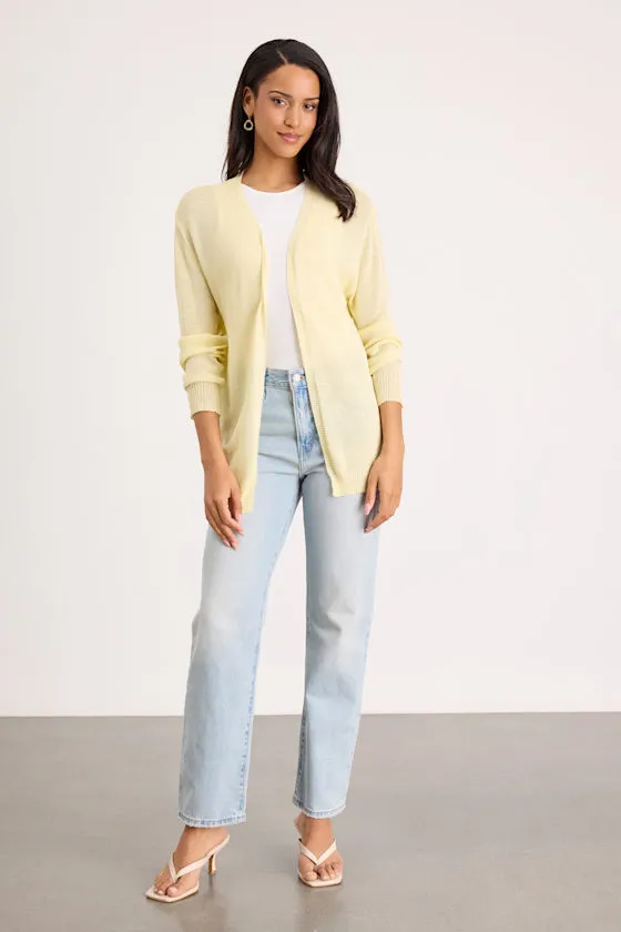 Clean Aesthetic Light Yellow Knit Cardigan Sweater sold by Lulus product image thumbnail 3