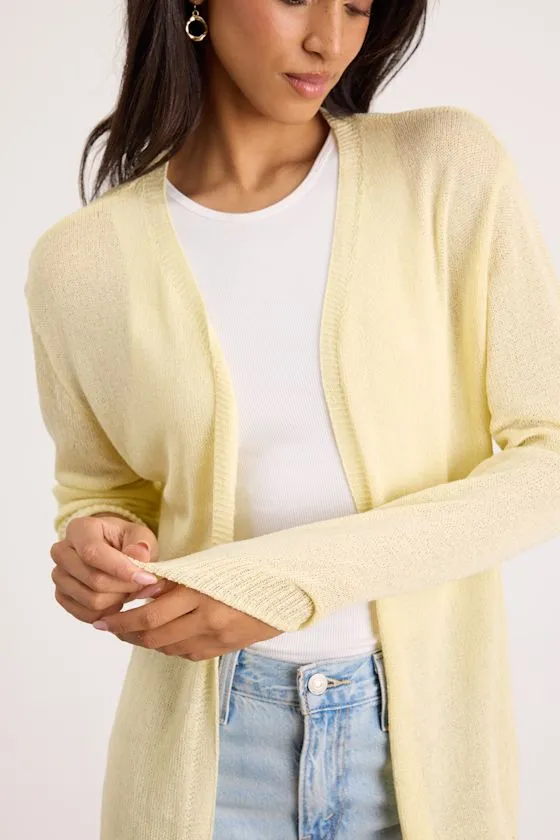 Clean Aesthetic Light Yellow Knit Cardigan Sweater sold by Lulus product image thumbnail 4