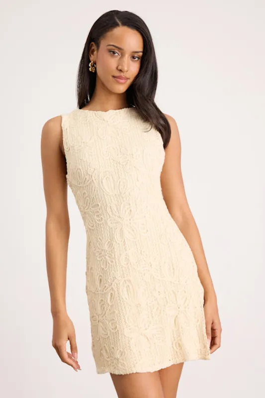 Fenicia Cream Abstract Floral Embroidered Mini Dress made by Lulus