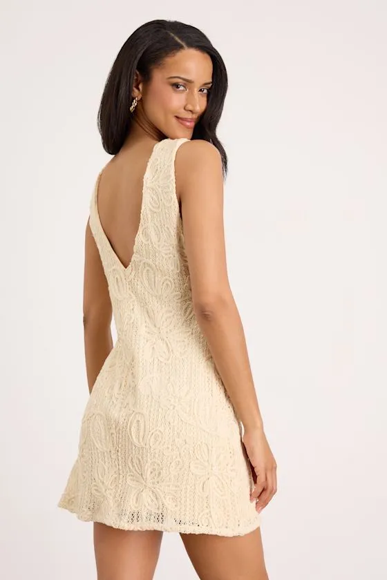 Fenicia Cream Abstract Floral Embroidered Mini Dress sold by Lulus product image thumbnail 3