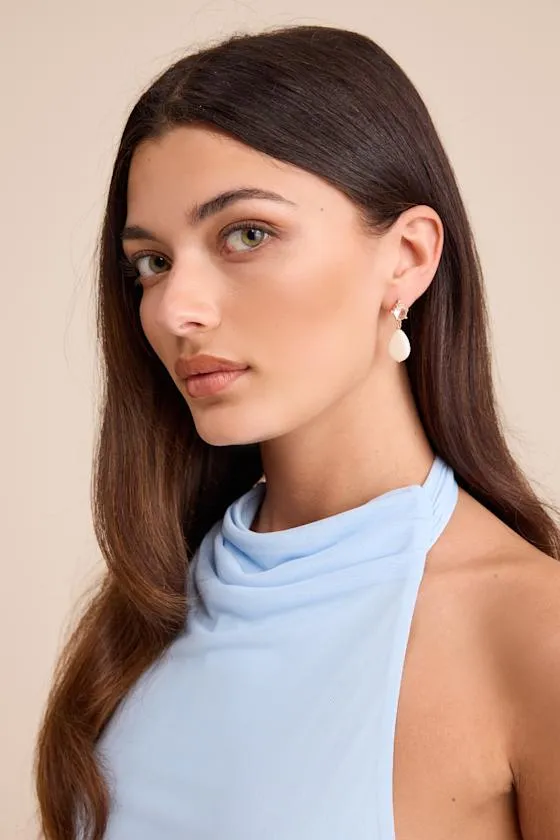 Luciano White Pearl Rhinestone Drop Earrings sold by Lulus product image thumbnail 3