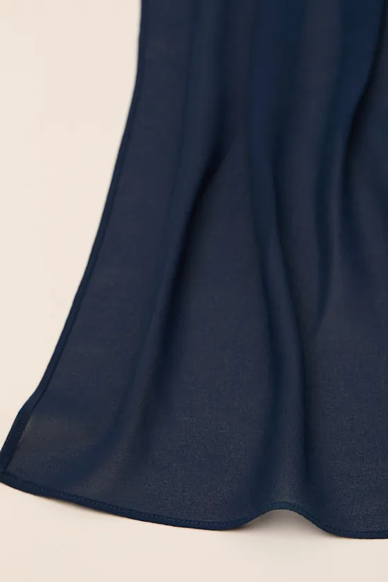 Neave Navy Blue Chiffon Sash Scarf sold by Lulus product image thumbnail 2