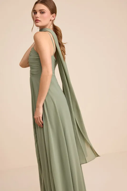 Neave Sage Chiffon Sash Scarf sold by Lulus