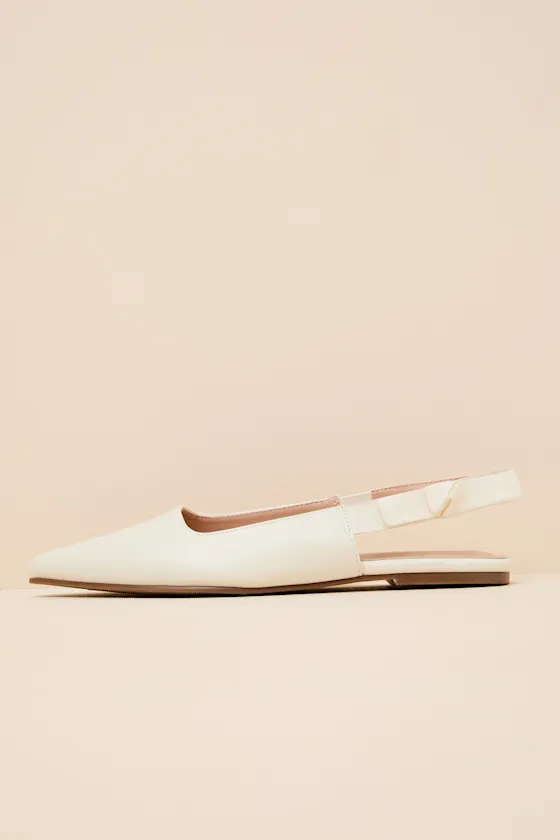Brianna Ivory Pointed-Toe Slingback Flats sold by Lulus