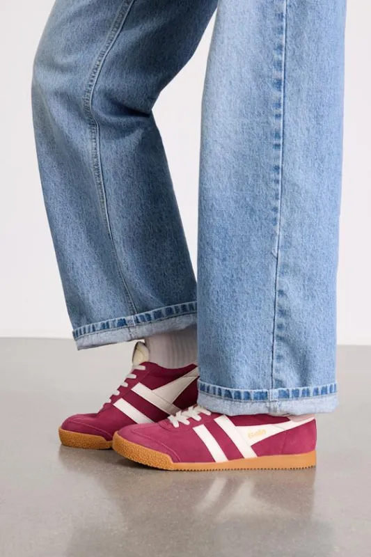 Elan Cerise Color Block Suede Leather Sneakers sold by Lulus