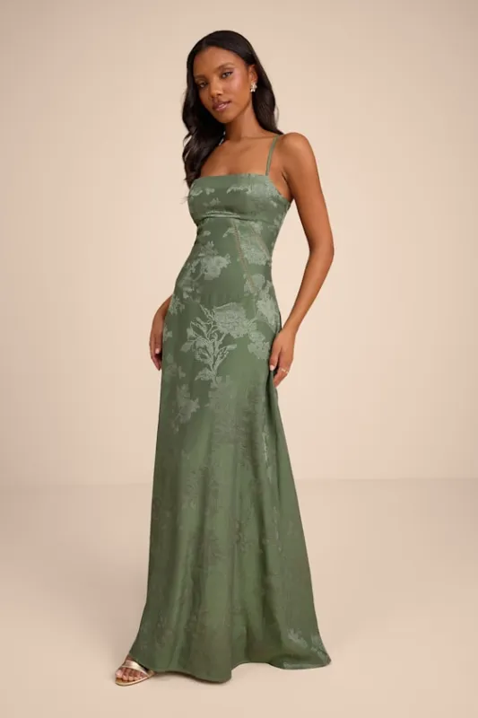 Elin Sage Floral Jacquard Lace-Up Maxi Dress made by Lulus